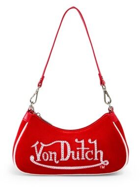 Von Dutch velvet Red rhinestones Shoulder Bag